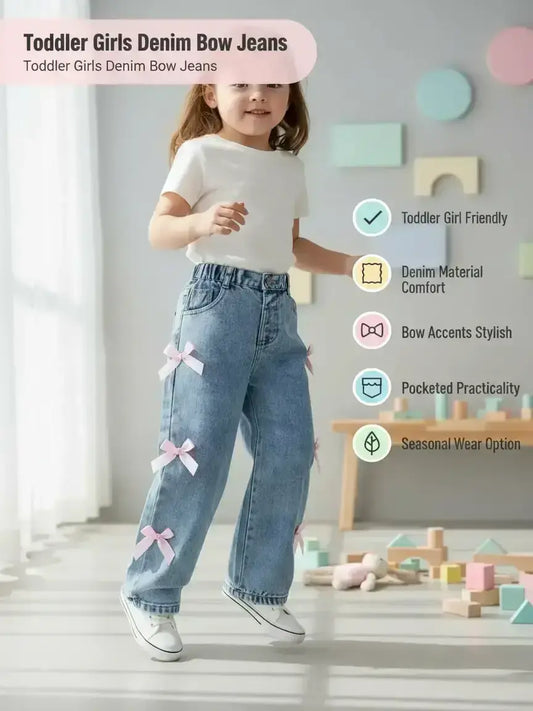 Toddler Girls Bow Denim Jeans