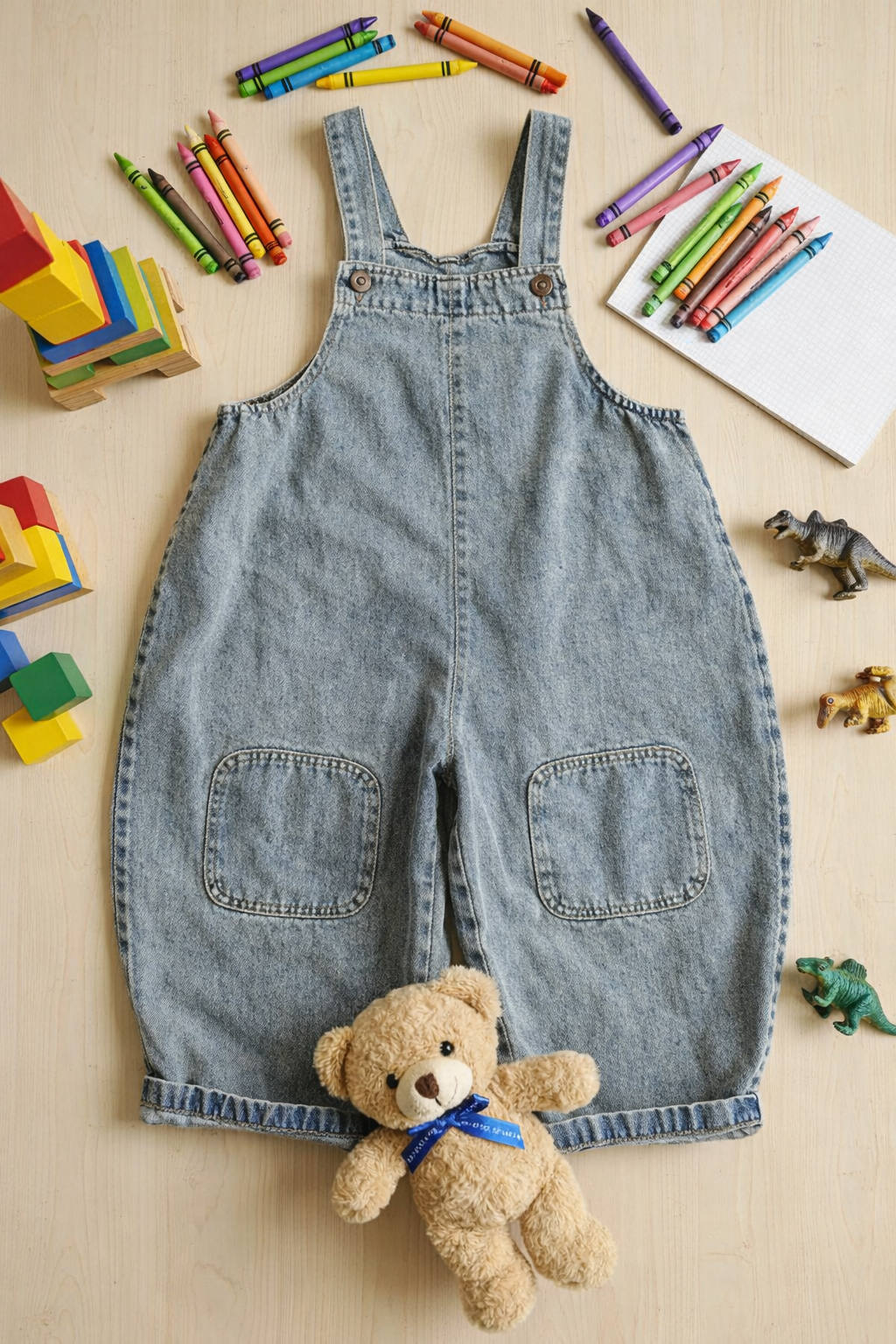 Kids’ Vintage Denim Overalls — Soft-Washed, Everyday Comfort