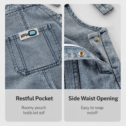 Kids’ Soft Denim Overalls — Comfy Fit for Everyday Play