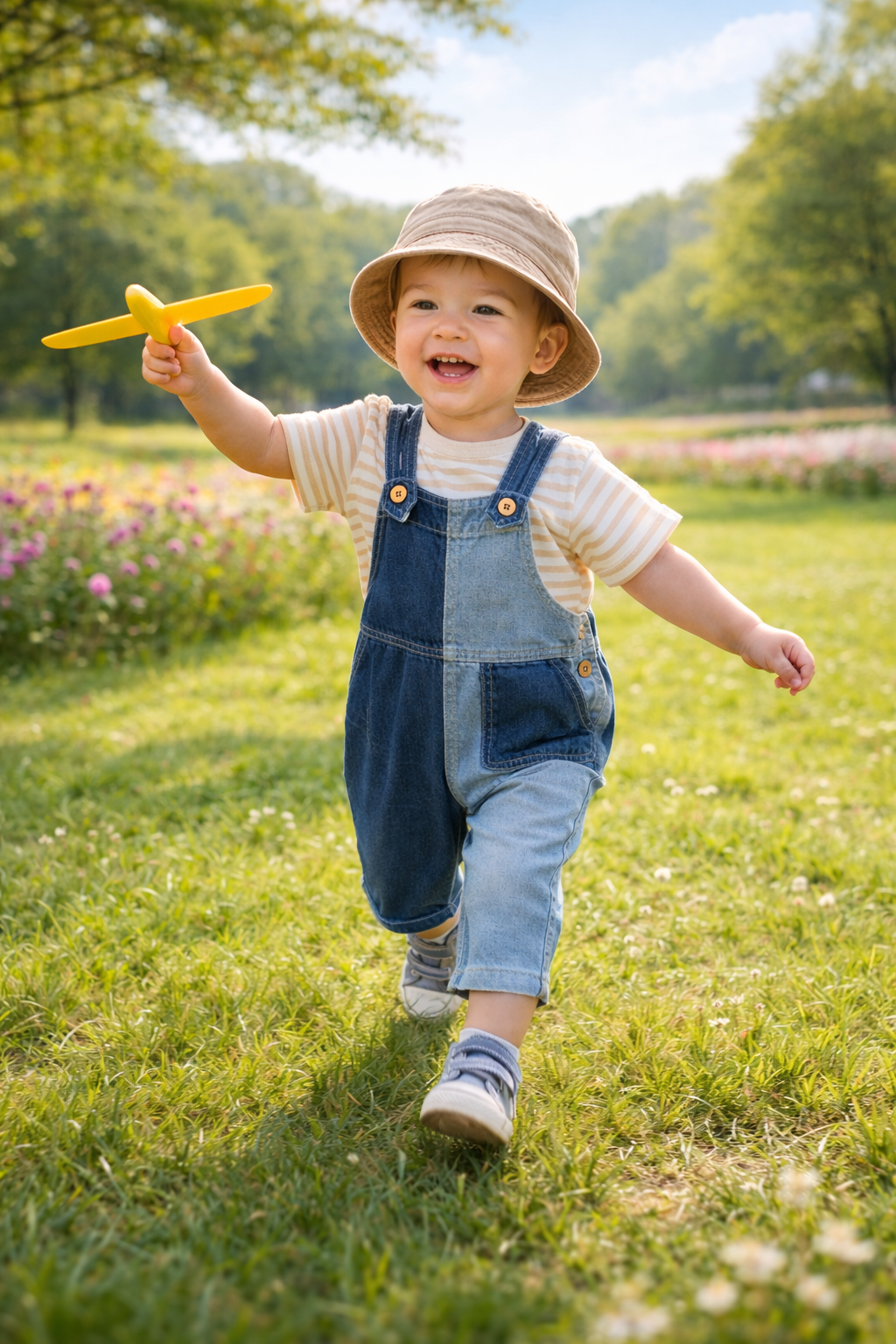 Salopette en jean bicolore pour enfants — Conçue pour le jeu authentique