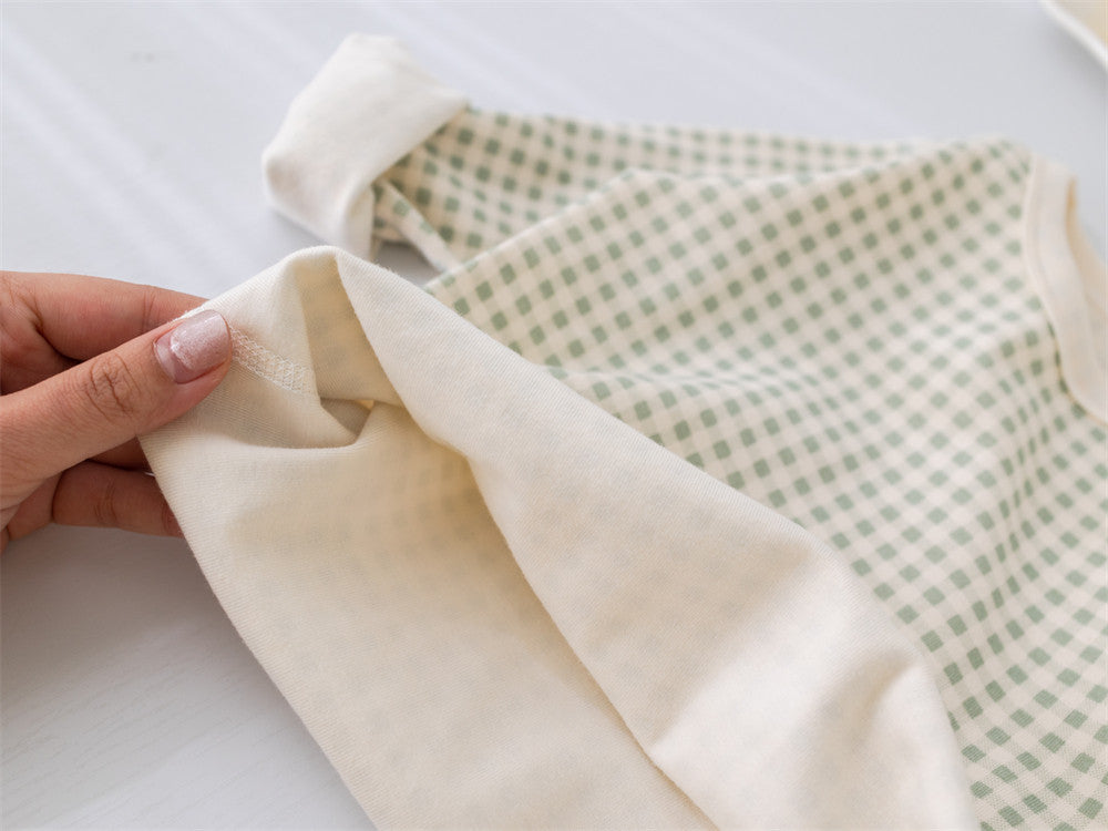 Kids Gingham Pajama Set — 100% Cotton Long Sleeve Sleepwear