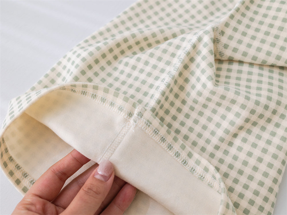 Kids Gingham Pajama Set — 100% Cotton Long Sleeve Sleepwear