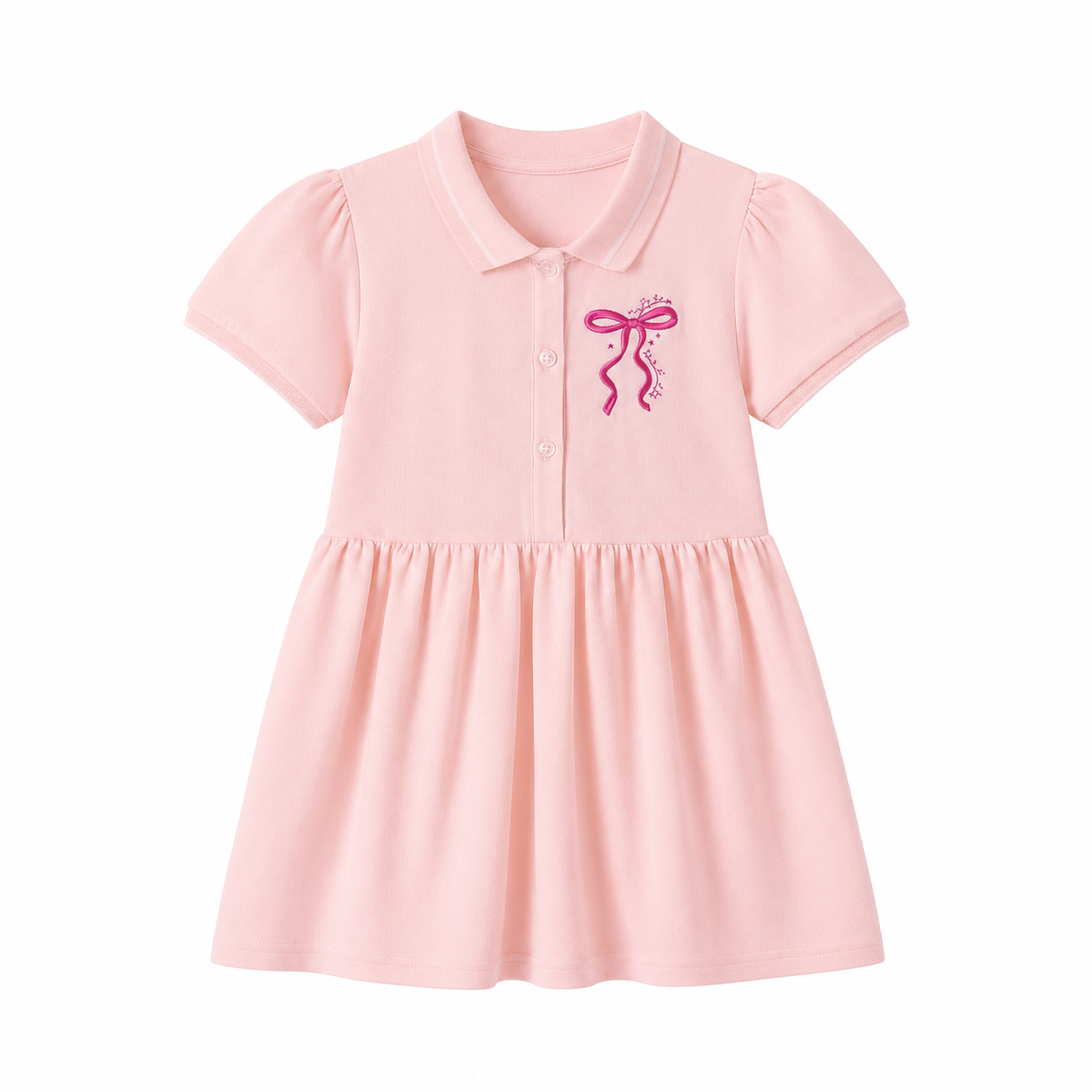 Pink girls polo dress front view