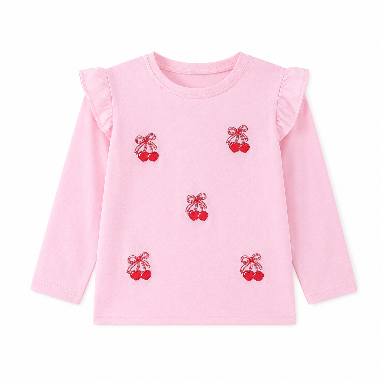 Pink girls long sleeve top front view