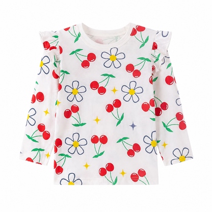 White Multicolor girls long sleeve top front view