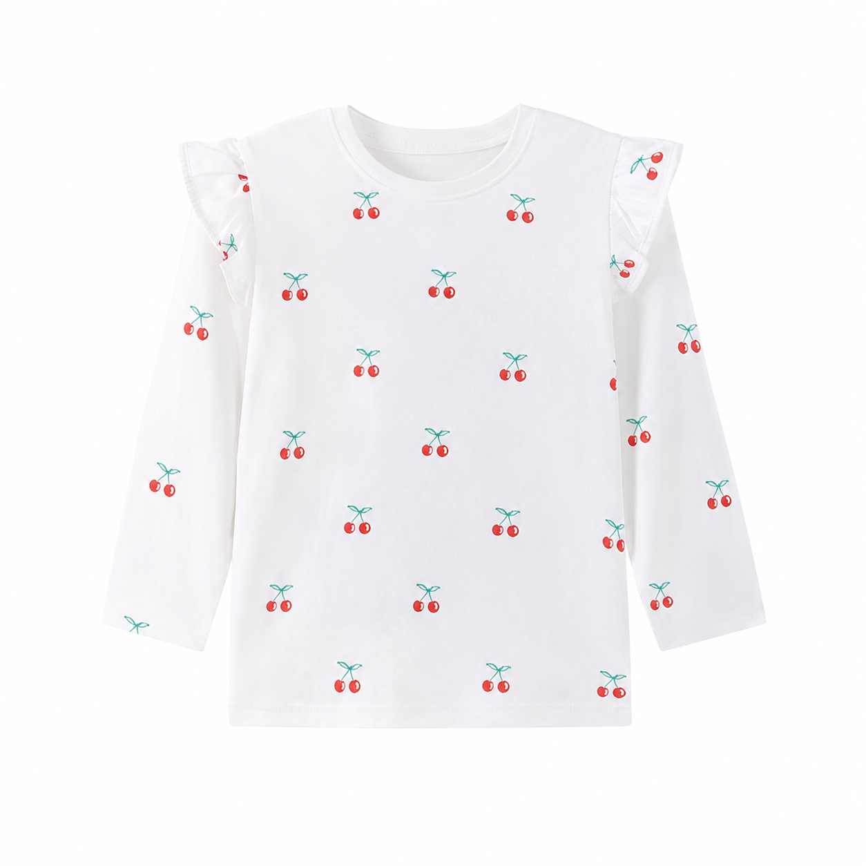 White Red girls long sleeve top front view