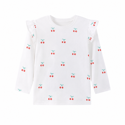 White Red girls long sleeve top front view