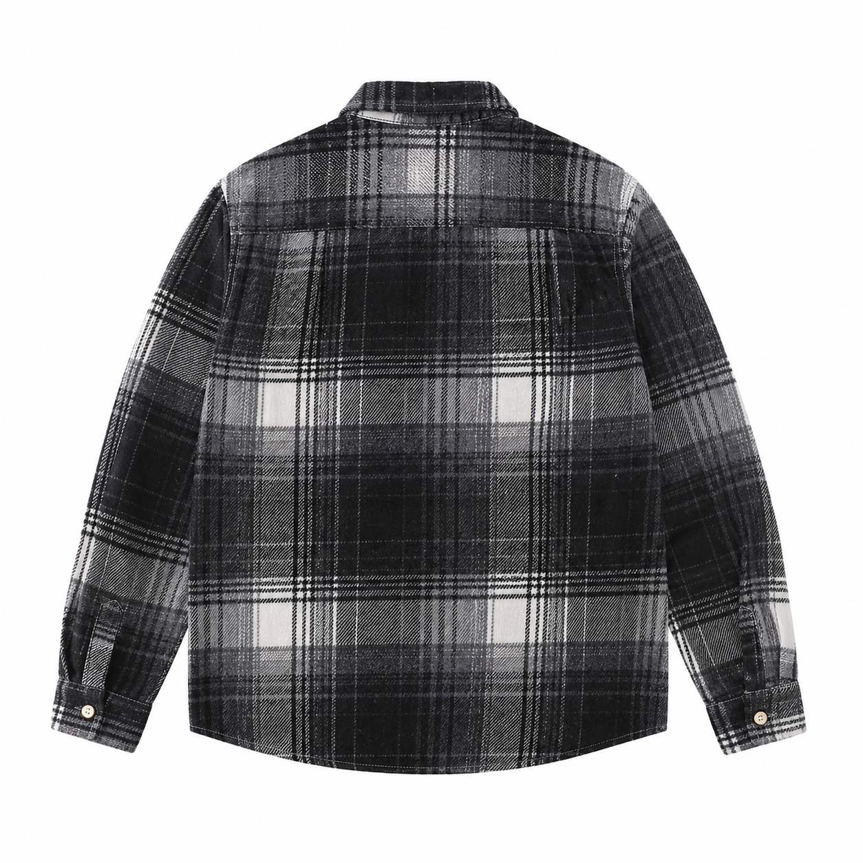 Black Gray kids plaid shirt back view