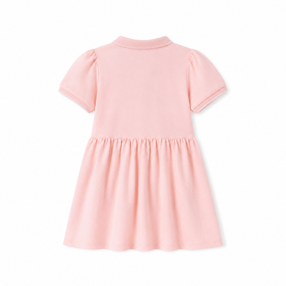 Pink girls polo dress back view