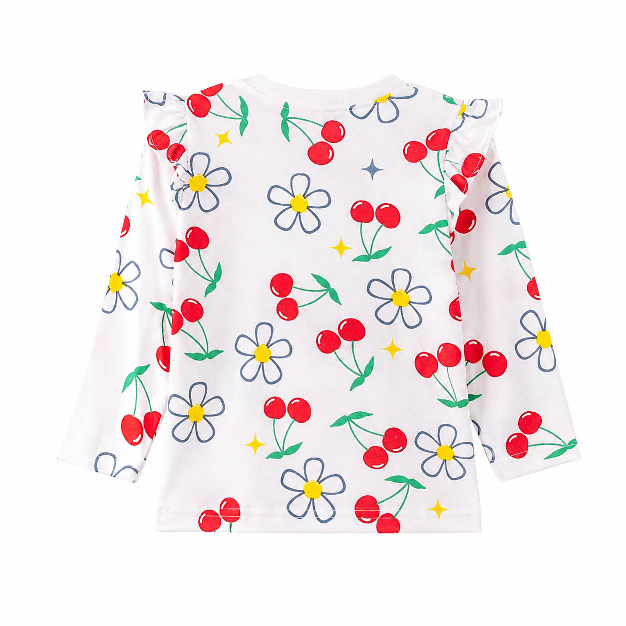 White Multicolor girls long sleeve top back view