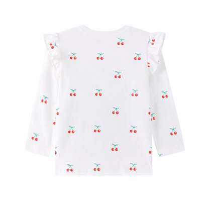 White Red girls long sleeve top back view