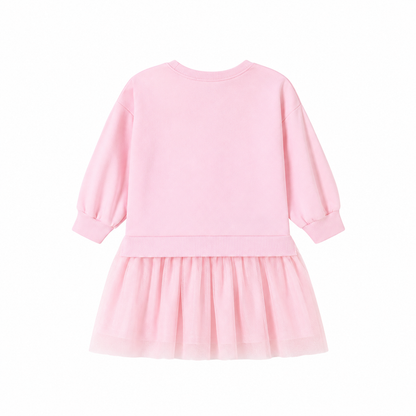 Back view of the pink girls cotton dress.