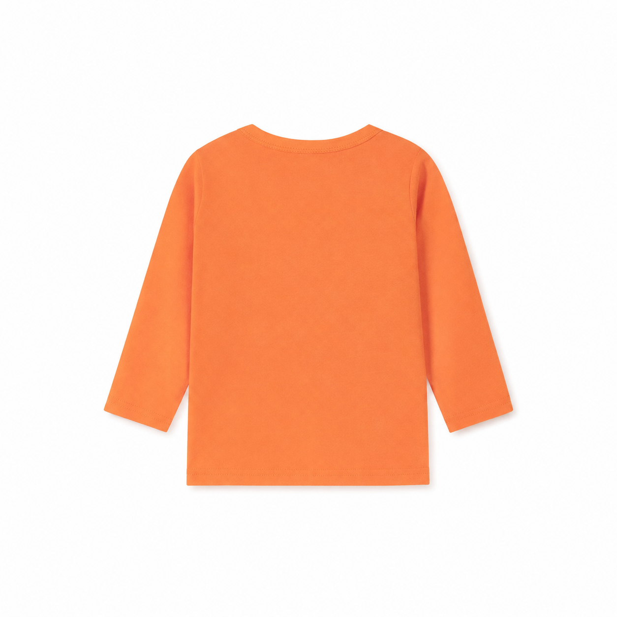 Back view of the orange boys cotton long sleeve tee.
