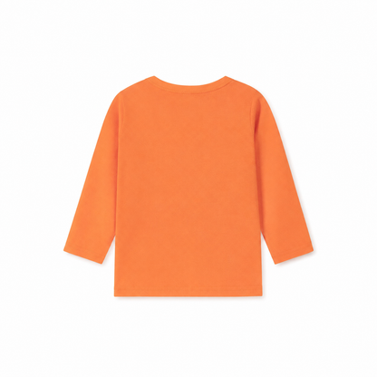 Back view of the orange boys cotton long sleeve tee.