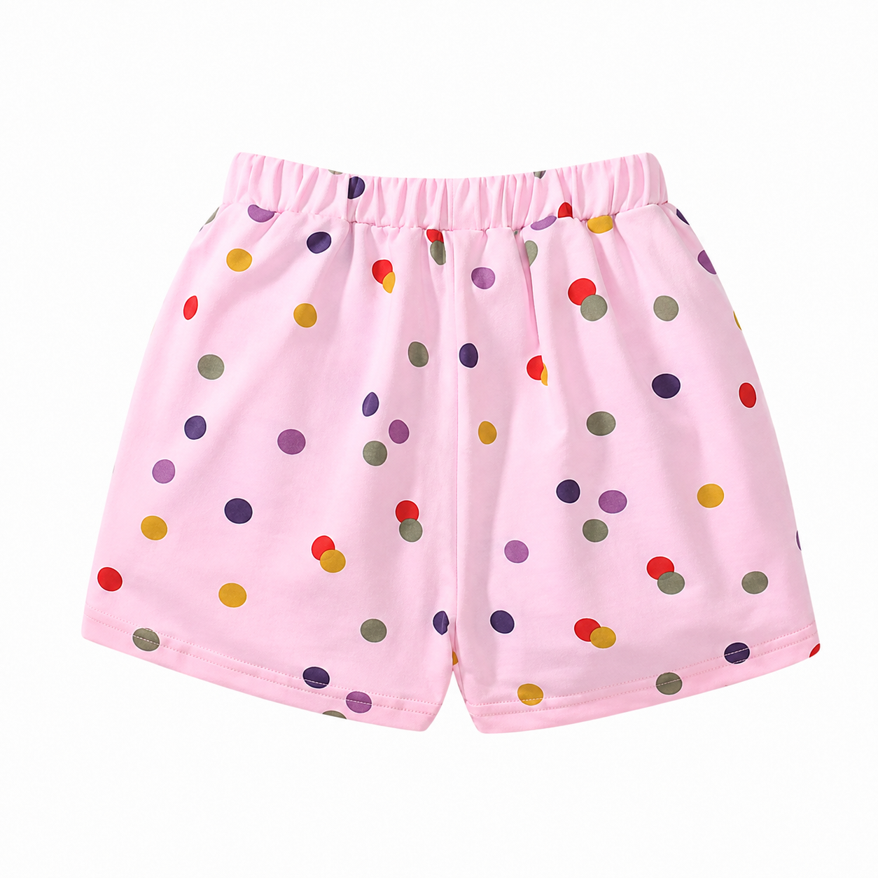 Back view of pink girls cotton shorts.