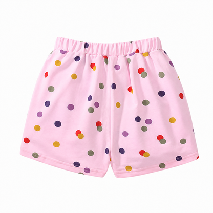 Back view of pink girls cotton shorts.