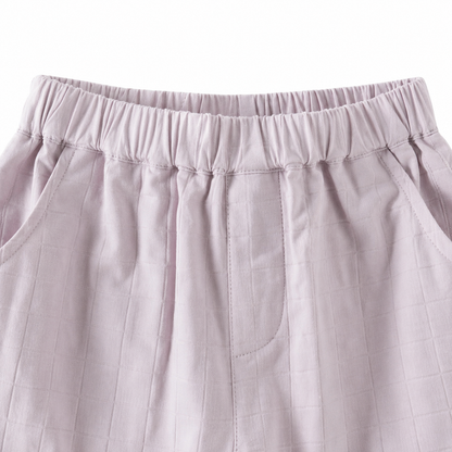 Purple girls pants elastic waistband detail