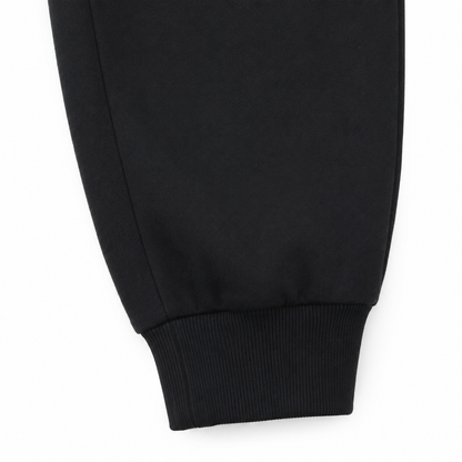 Black kids cotton joggers ribbed cuff detail