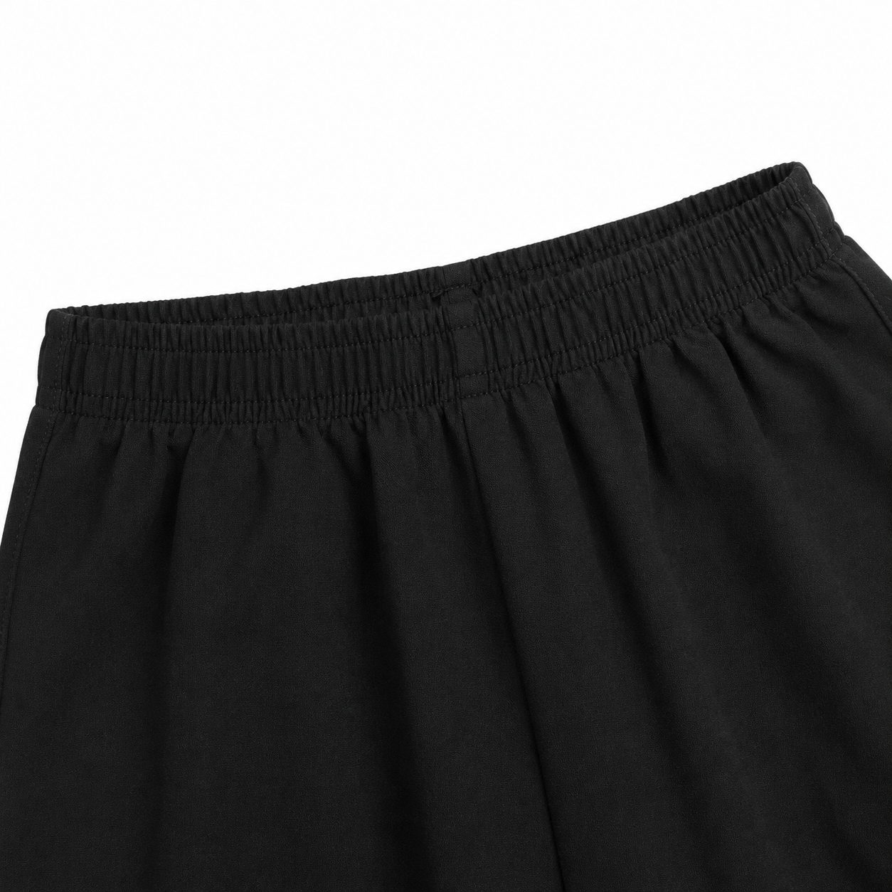 Close-up of the elastic waistband detail on the jogger pants.