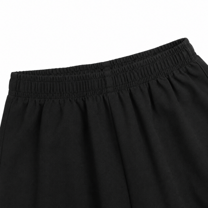 Close-up of the elastic waistband detail on the jogger pants.