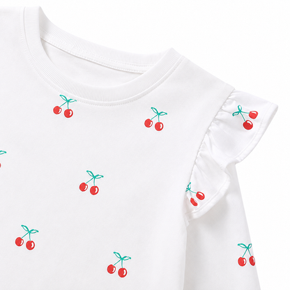 White Red girls long sleeve top print detail view