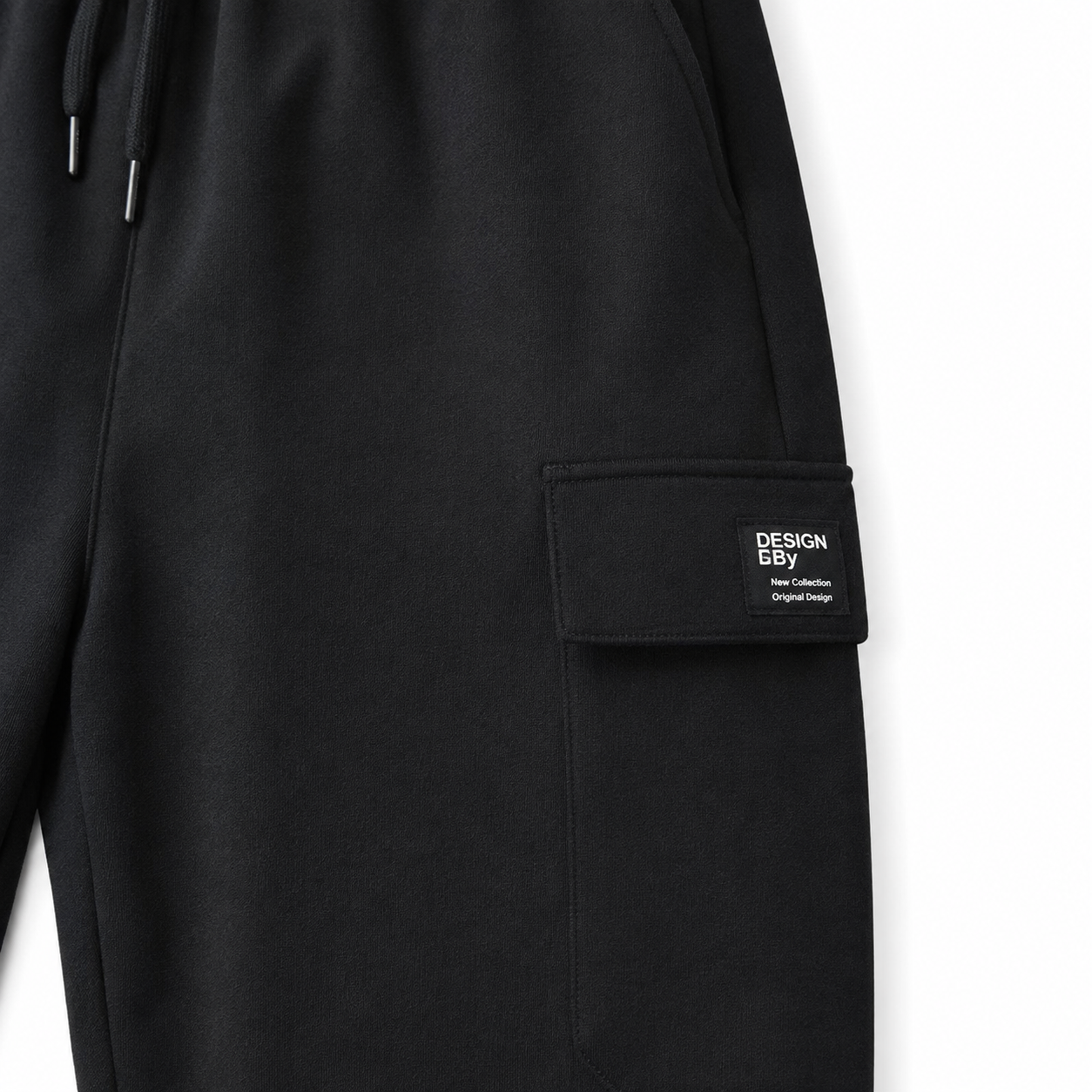Black kids joggers side cargo pocket detail