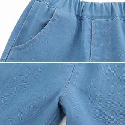 Light blue girls jeans pocket and fabric detail