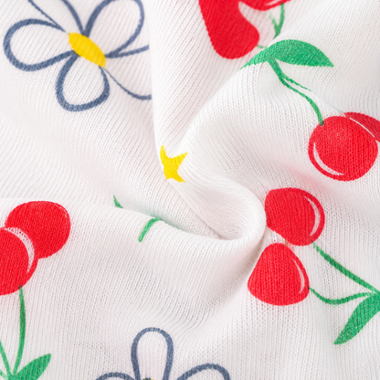 White Multicolor girls long sleeve top fabric detail view