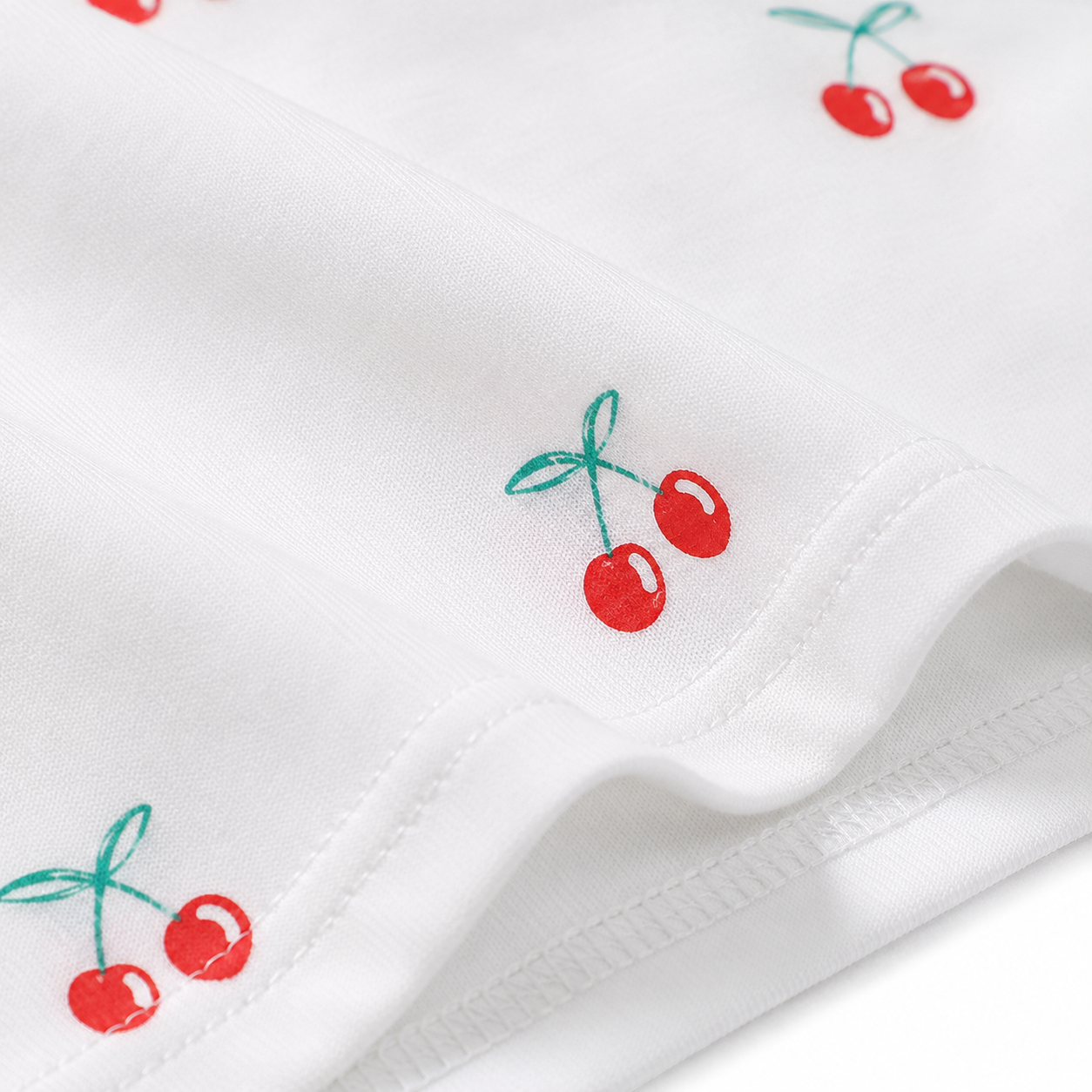 White Red girls long sleeve top fabric detail view