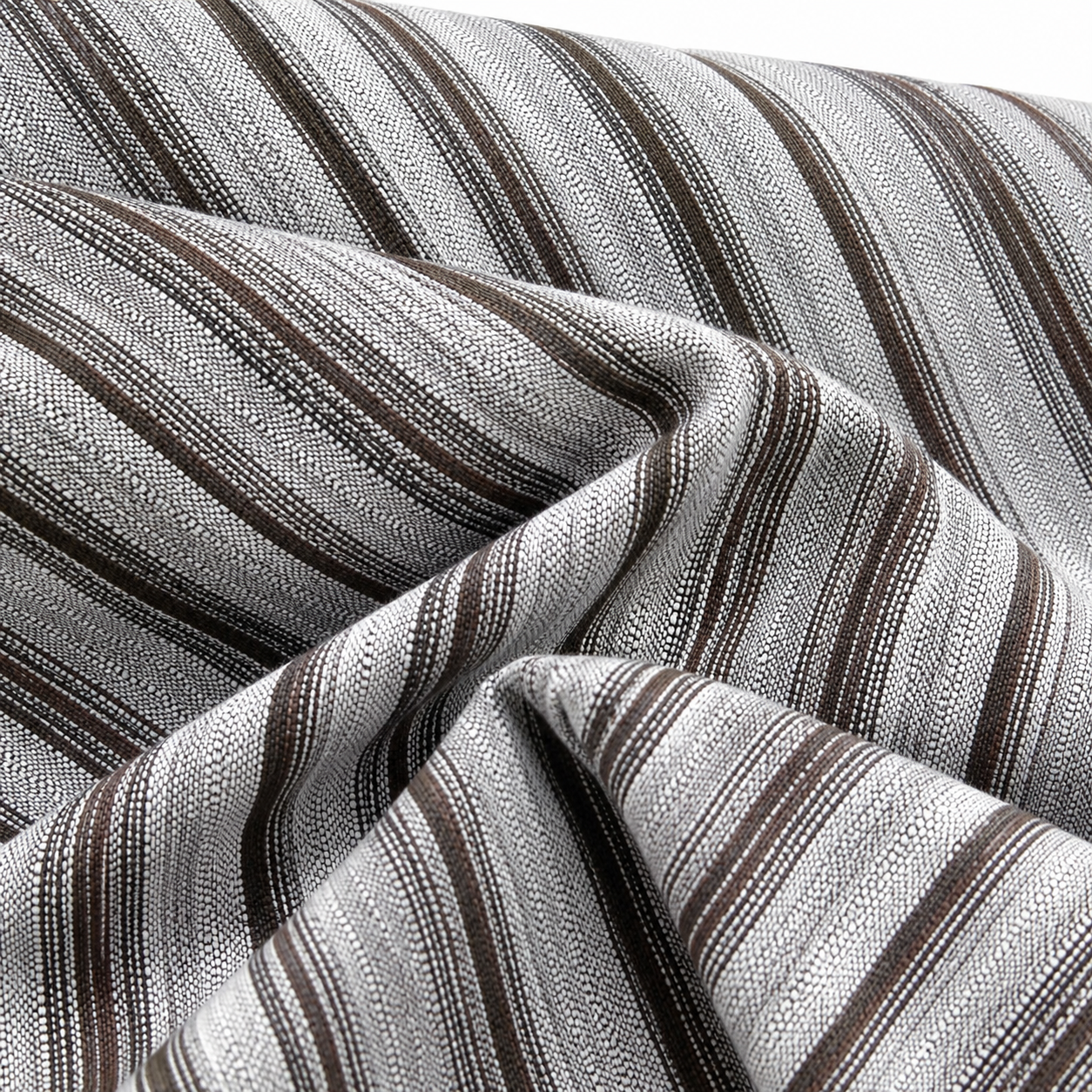 Fabric texture detail of boys striped woven shirt.