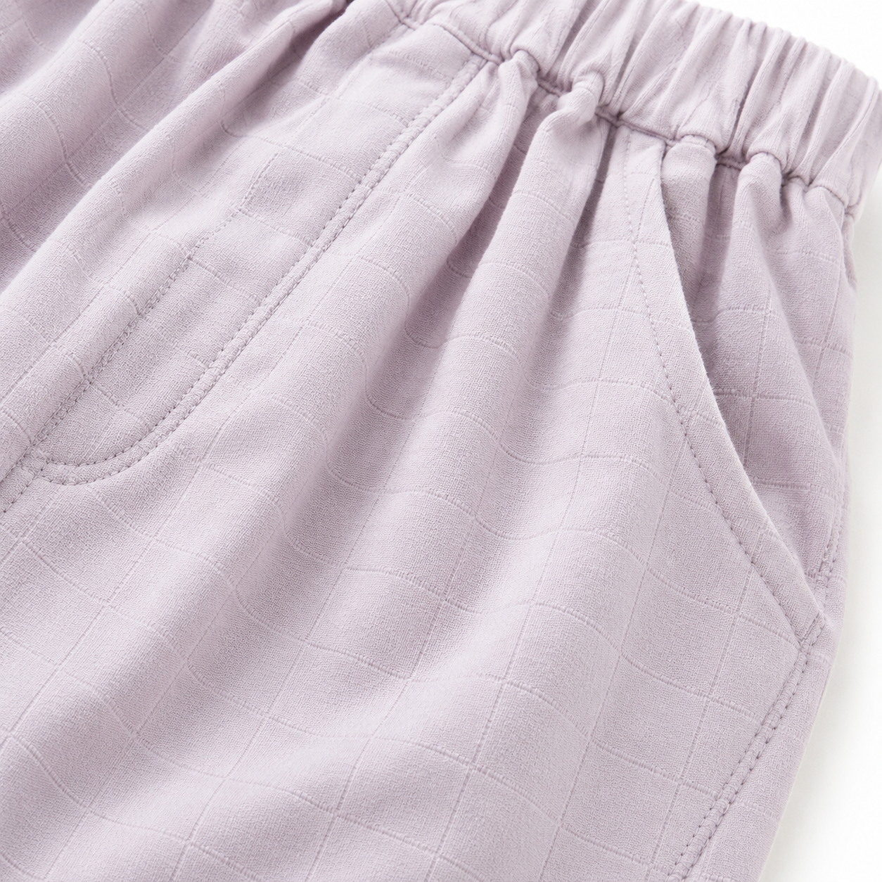 Purple girls casual pants pocket and fabric detail