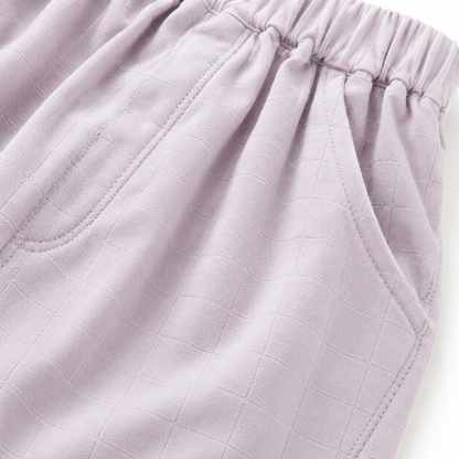 Purple girls casual pants pocket and fabric detail