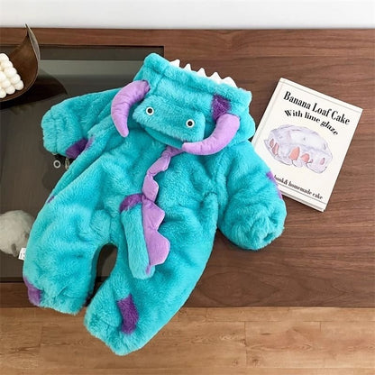 Kids Dinosaur Hooded Fleece Onesie Pajamas