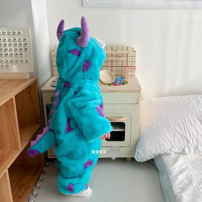 Kids Dinosaur Hooded Fleece Onesie Pajamas