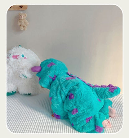 Kids Dinosaur Hooded Fleece Onesie Pajamas