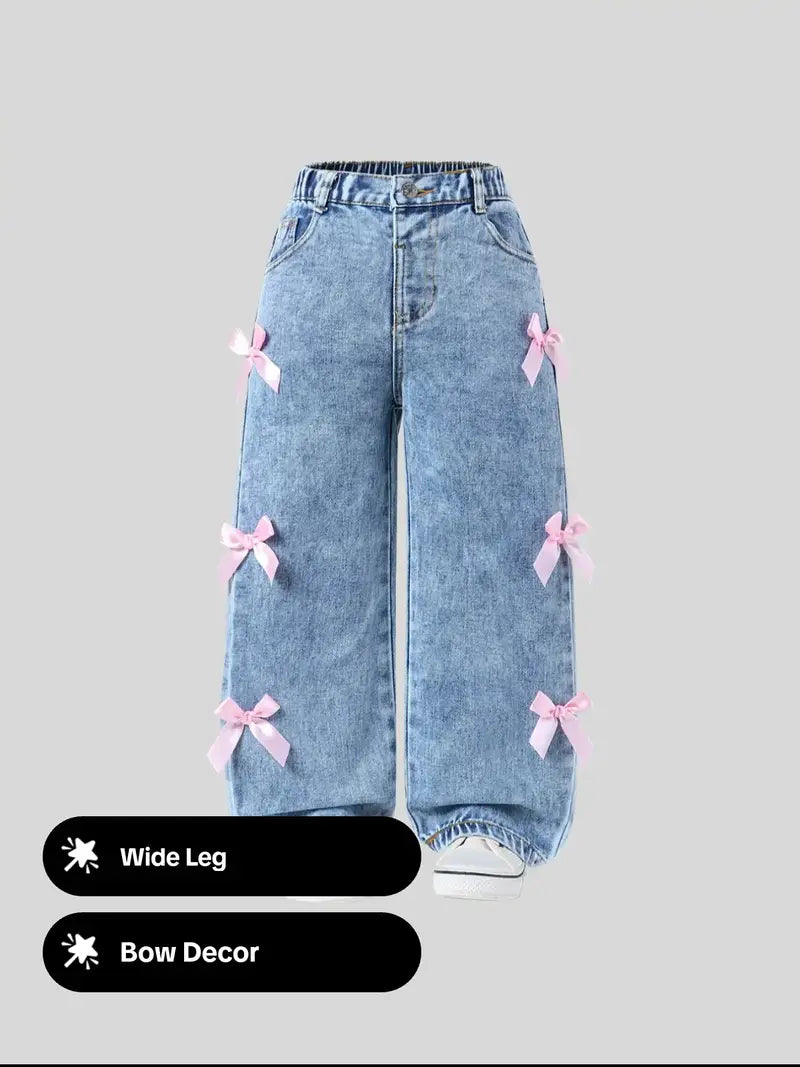 Toddler Girls Bow Denim Jeans