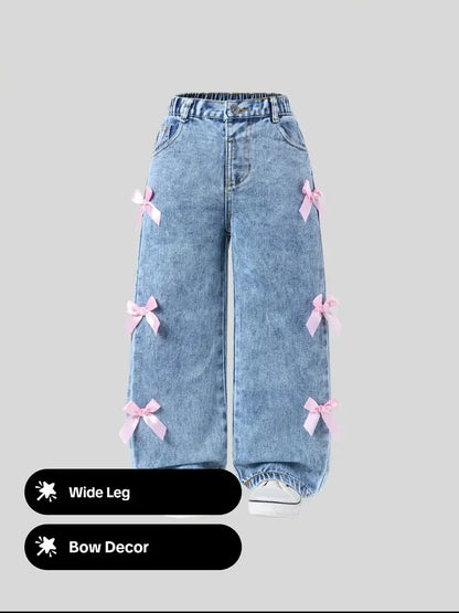 Toddler Girls Bow Denim Jeans