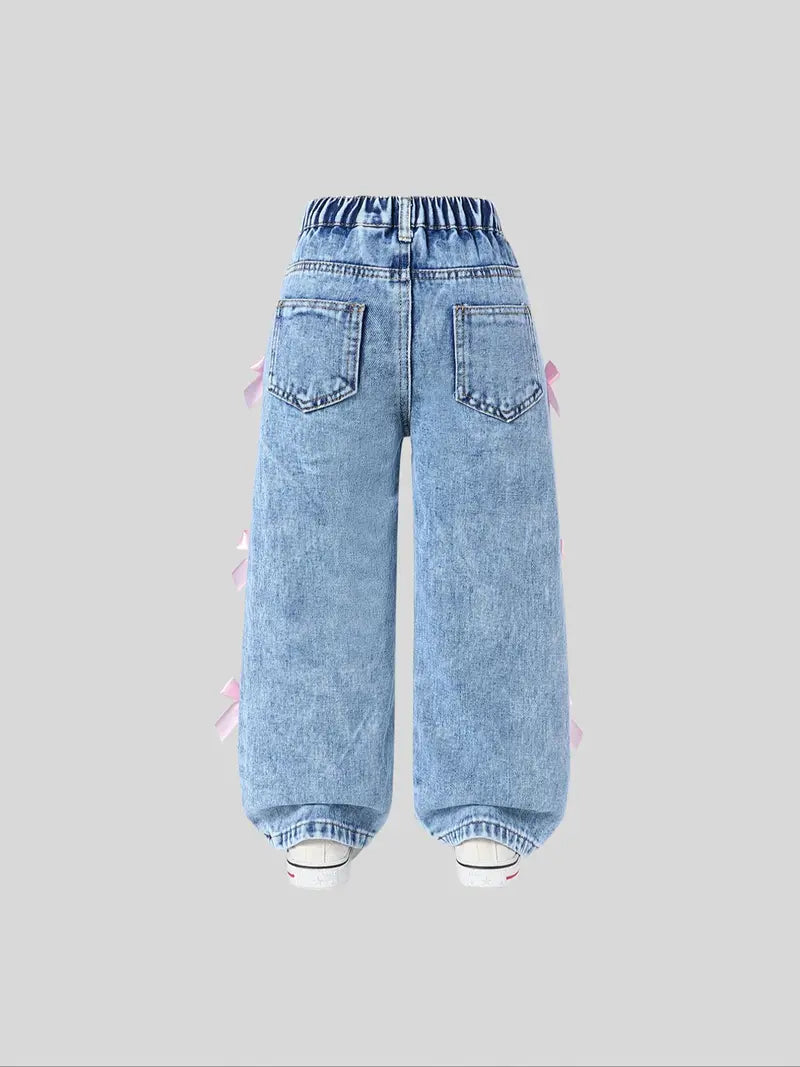 Toddler Girls Bow Denim Jeans