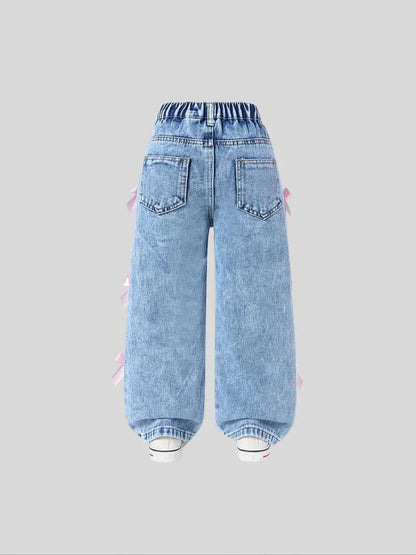 Toddler Girls Bow Denim Jeans