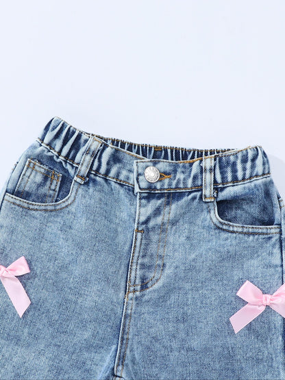 Toddler Girls Bow Denim Jeans