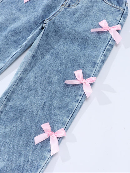Toddler Girls Bow Denim Jeans