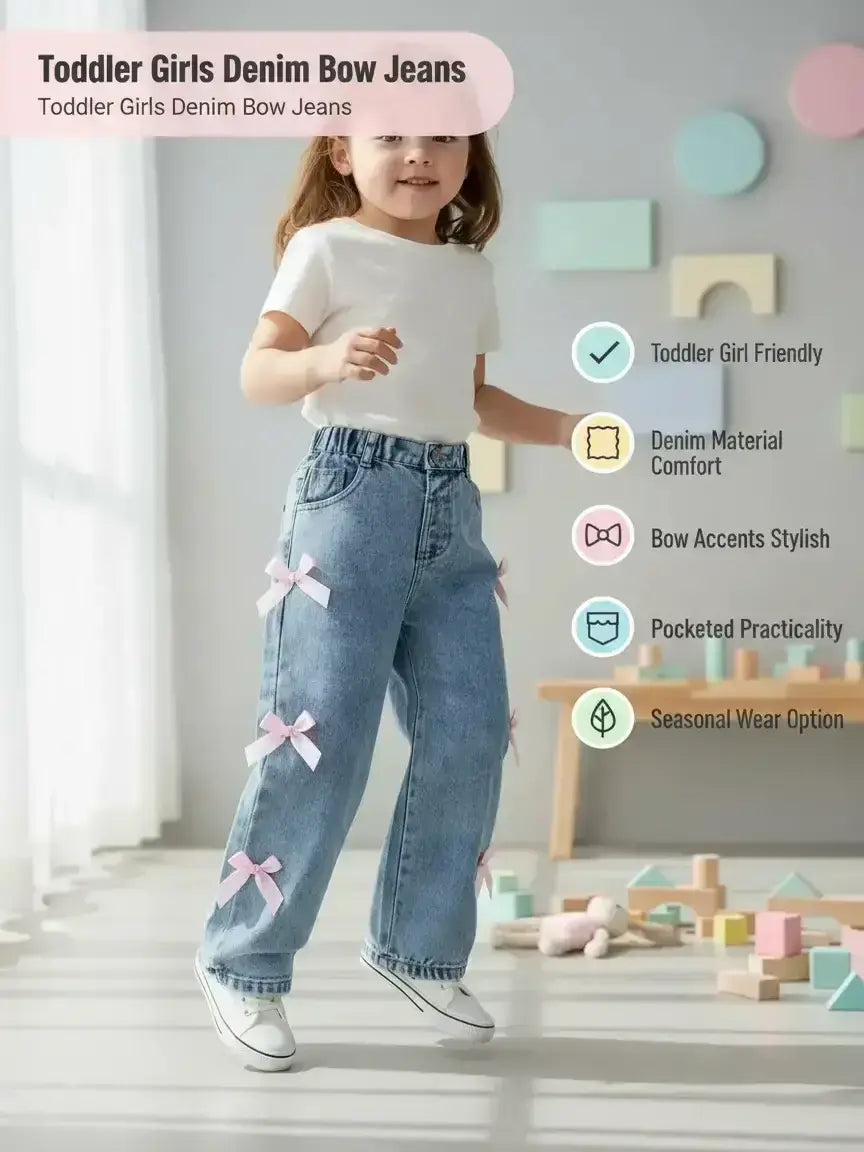 Toddler Girls Bow Denim Jeans