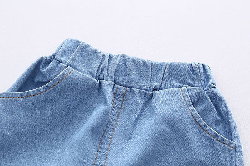 Toddler Boys Cotton Tee & Denim Shorts Set