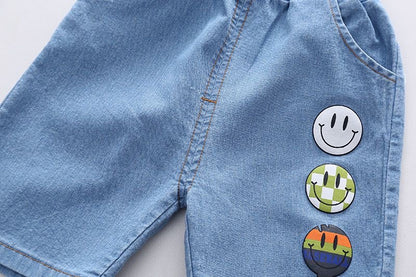 Toddler Boys Cotton Tee & Denim Shorts Set