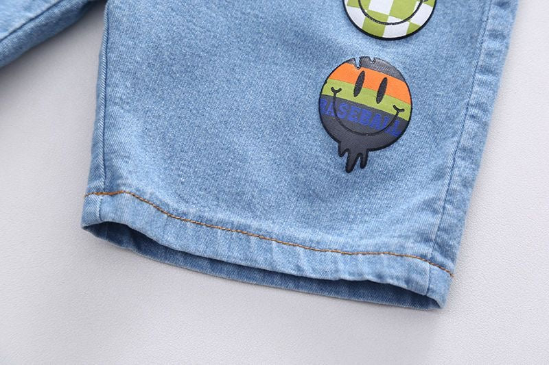 Toddler Boys Cotton Tee & Denim Shorts Set
