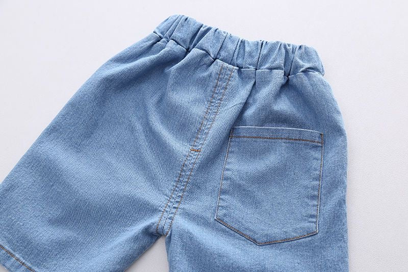 Toddler Boys Cotton Tee & Denim Shorts Set