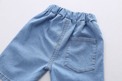 Toddler Boys Cotton Tee & Denim Shorts Set