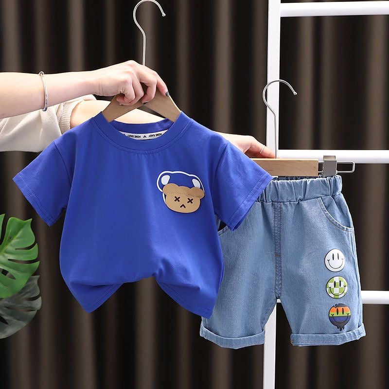 Toddler Boys Cotton Tee & Denim Shorts Set