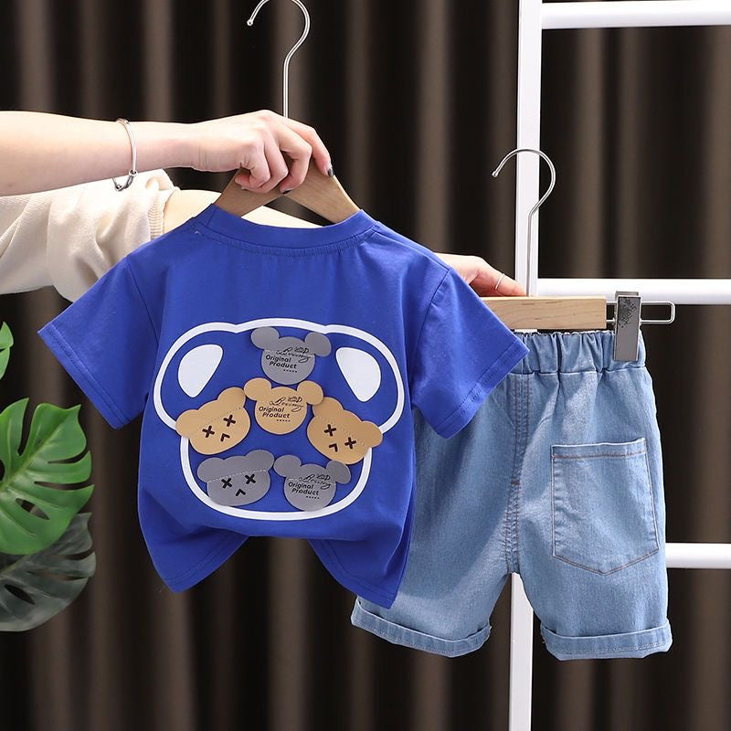 Toddler Boys Cotton Tee & Denim Shorts Set