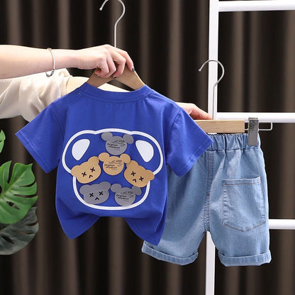 Toddler Boys Cotton Tee & Denim Shorts Set